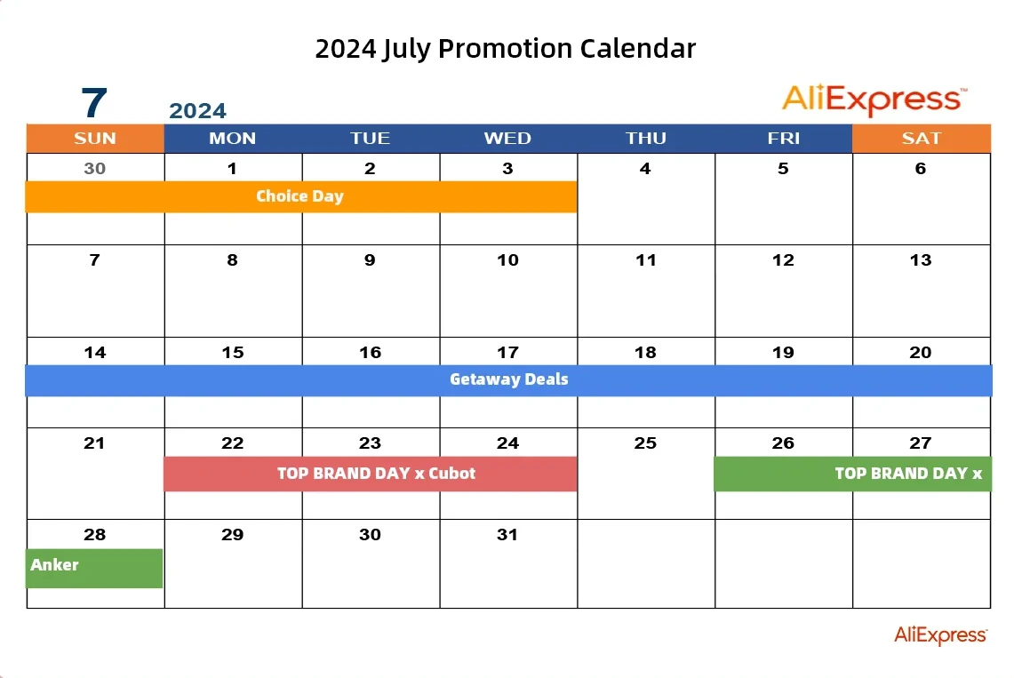 Календарь промо-акций AliExpress