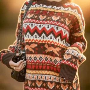 Women’s Knitted Sweater with Foxes from AliExpress