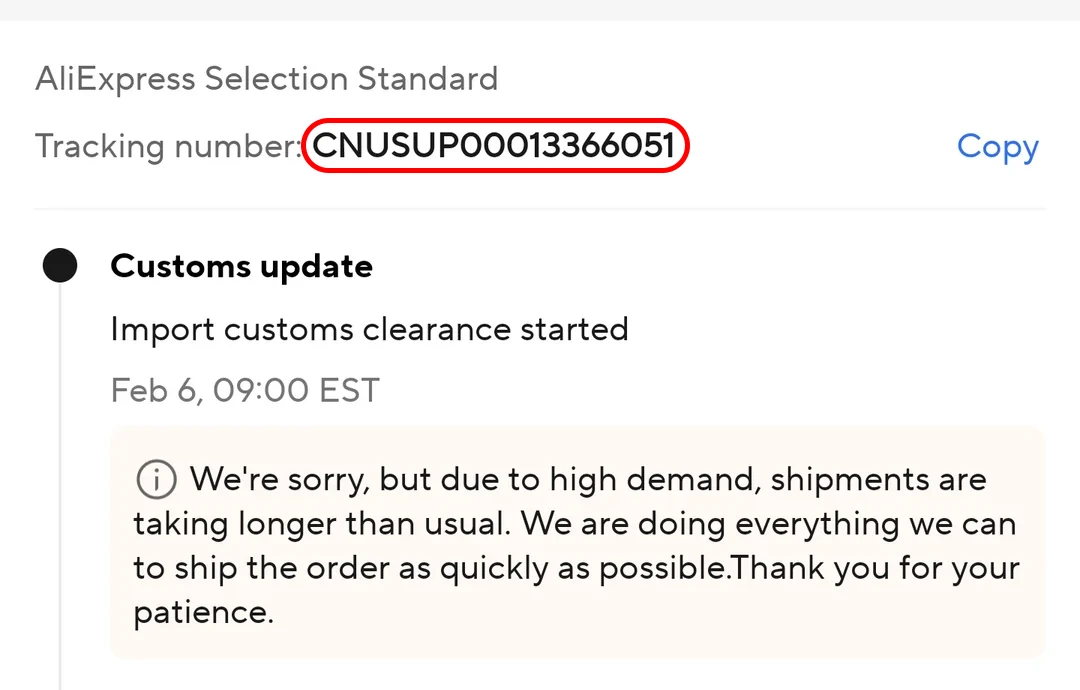Посилки з AliExpress з трек-номером CNUSUP Посилки з AliExpress з трек-номером CNUSUP