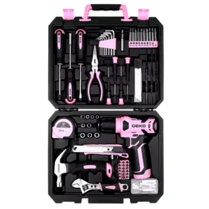 DEKO DKMT126 pink tool kit with 8V cordless drill from AliExpress