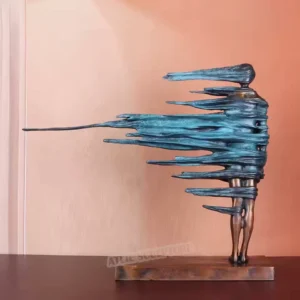 Бронзовая абстрактная скульптура девушки на ветру с AliExpress