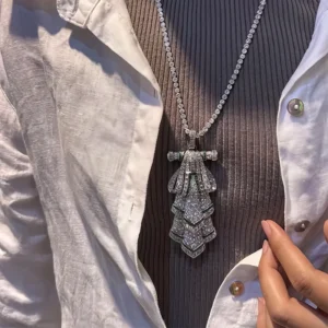 Платиновая брошь-кулон с бриллиантами и изумрудами с AliExpress