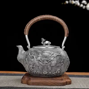 Серебряный чайник с молотковым узором 999 пробы с AliExpress