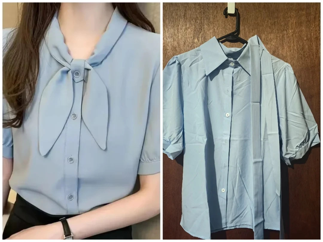 Блузка з коміром-бантом з AliExpress - фото невдалої покупки очікування і реальність