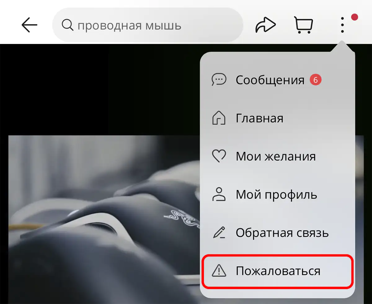 Пожаловаться на продавца в мобильном приложении AliExpress