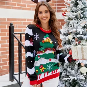 Трендовый женский свитер для Рождества и Нового года