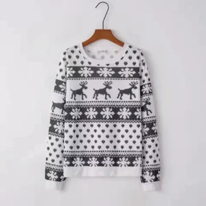 Новогодний вязаный свитер с оленями и снежинками с AliExpress