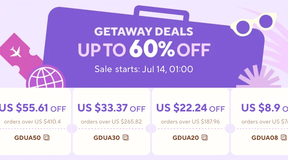 Даты распродажи «Getaway Deals» 2024 на AliExpress